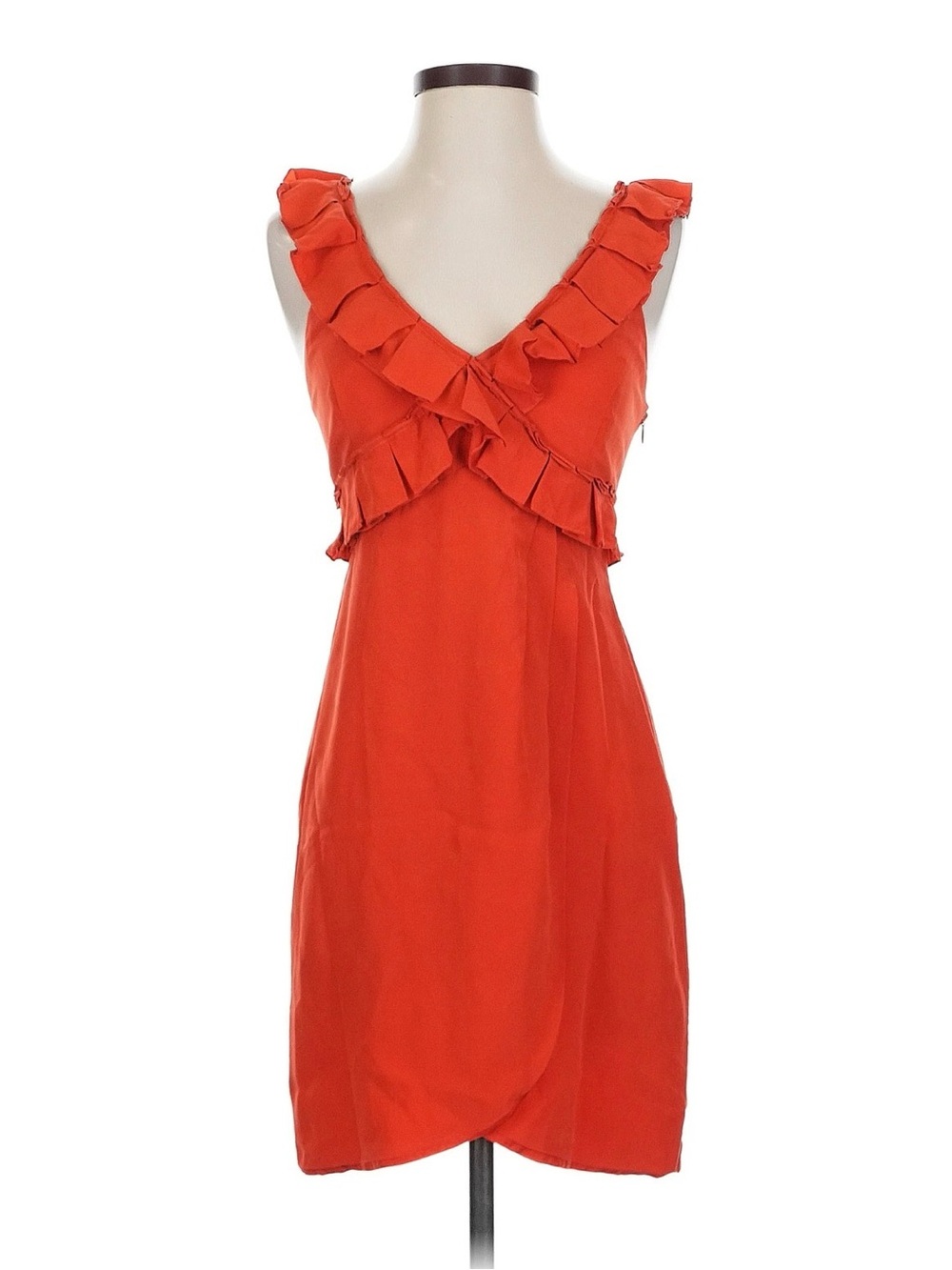 Tibi Silk Ruffle Wrap Babydoll Mini Dress Red Sleeveless Cocktail Slip XS